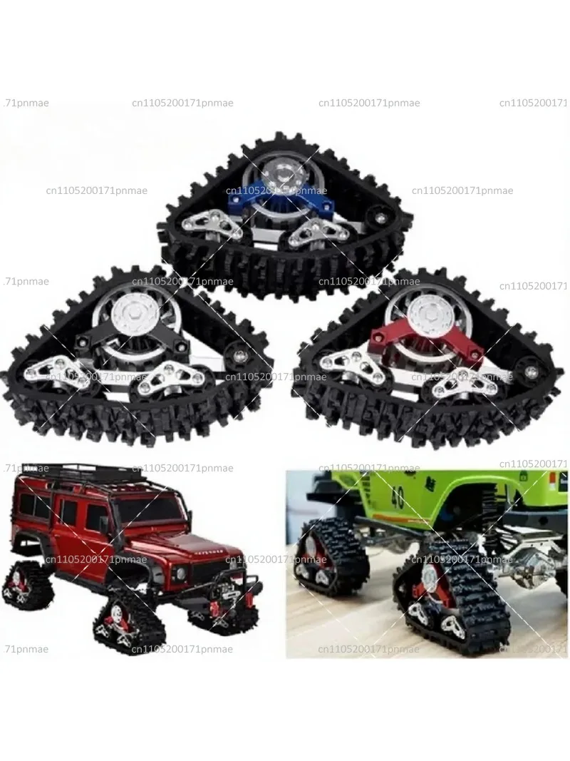 4PCS Aluminum All-Terrain Track Wheels Snow Tires Set for 1/10 RC Crawler TRX4 G500