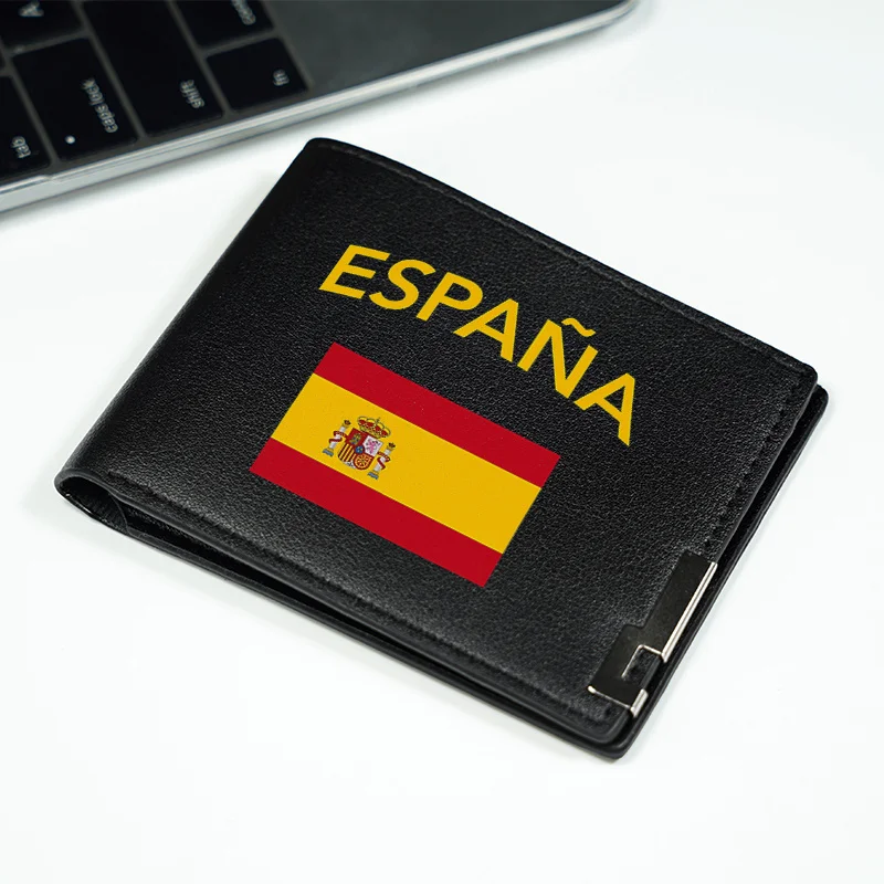 ESPAÑA BANDIERA DESIGN DA UOMO SLIM WALLET IN PELLE DELL'UNITÀ di elaborazione LUCE DURABILE ACCESSORIO DI MODA DA UOMO PER L'USO GIORNO