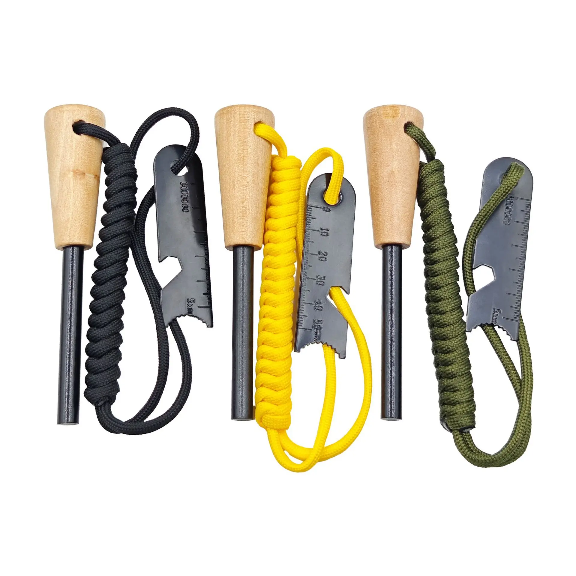 Encendedor de Supervivencia para Acampar al Aire Libre, Varilla de Encendido Multifuncional Impermeable y Resistente al Viento con Abridor de Botellas y Raspador, Herramienta de Ignición
