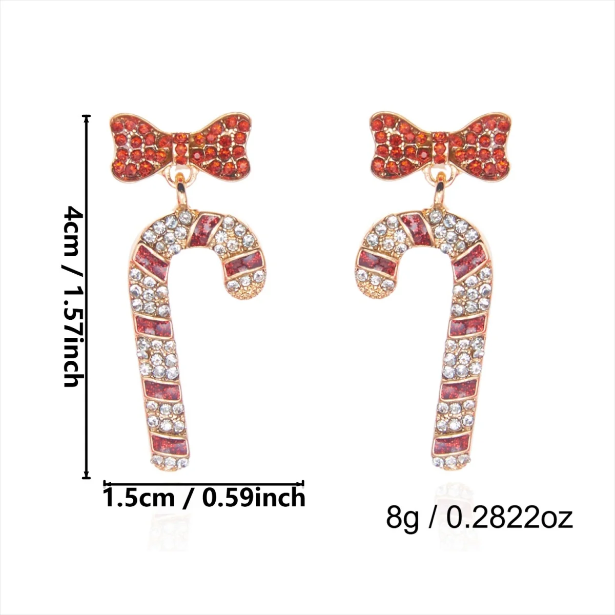 Weihnachts-Strass-Stern-Weihnachtsmann-Ohrhänger für Damen, modische rote Schleifen-Weihnachtsstangen-Weinglas-Socken-Ohrringe, Neujahrs-Schmuck – Detail 36