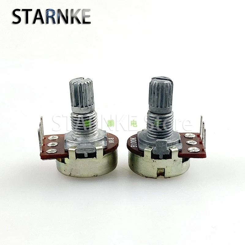 3PCS R16 Type B100K Single Audio Power Amplifier Speaker Volume Potentiometer Flower Shaft 15mm 3-Pin Inside Bend Feet