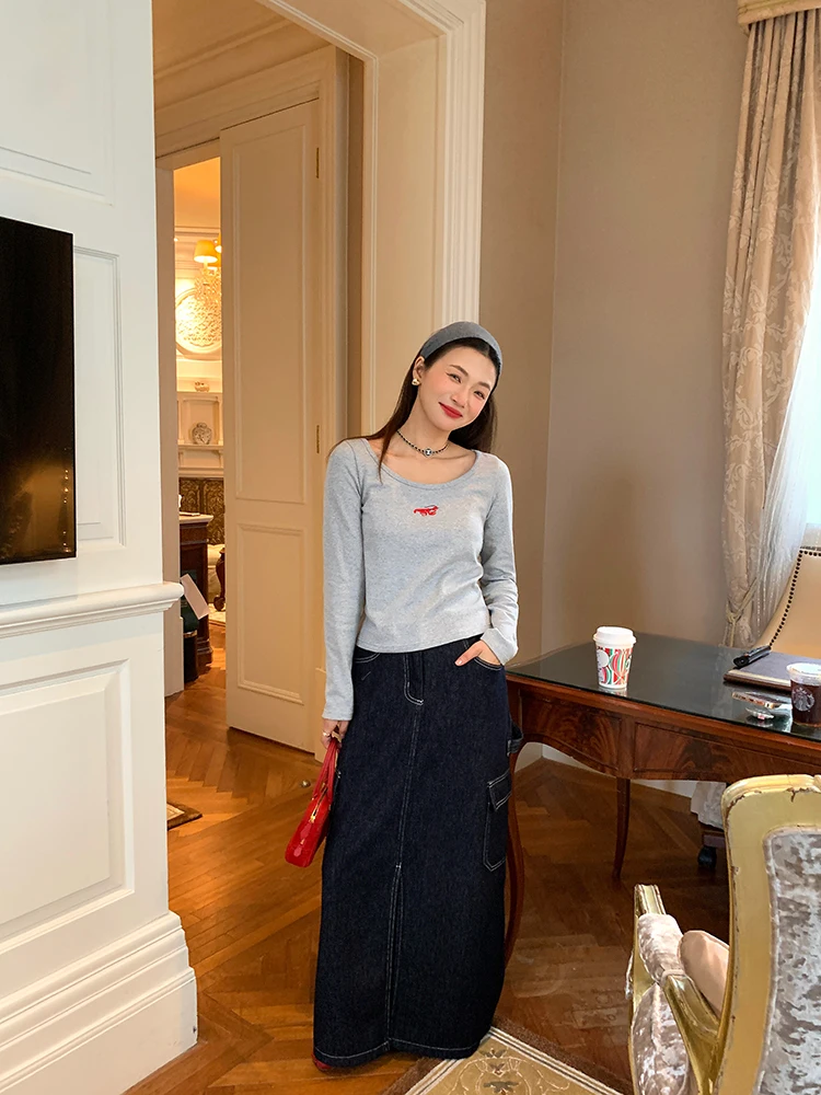 Damska długa koszulka bazowa na jesień i zimę, do noszenia pod spód lub na wierzch, Design Sensation, mieszanka bawełny i poliestru, T-shirt.