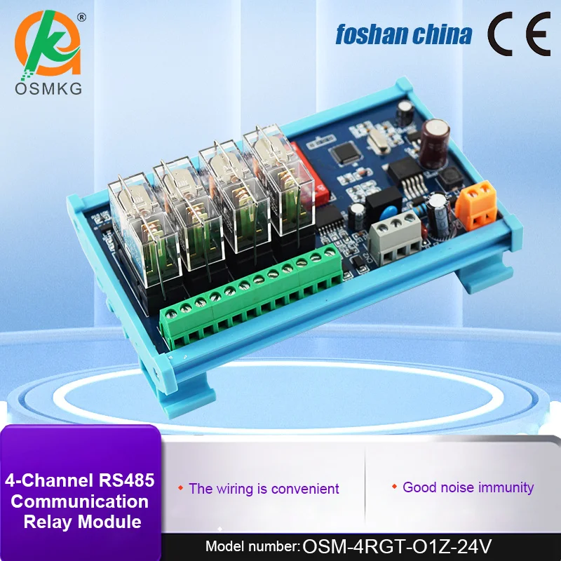 AoShangMing 4-Channel RS485 Communication Digital Output Relay Module Single Group 24V Remote Control for PLC