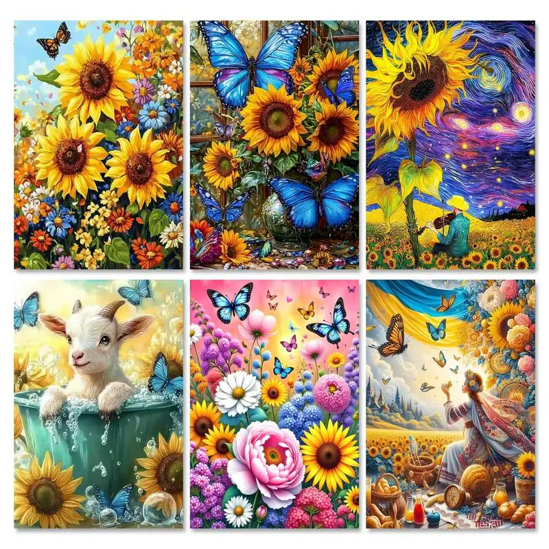 

GATYZTORY Coloring By Number Butterfly Animal Kit For Adults Handpainted Painting By Number Sunflower On Canvas Home Decor Gift