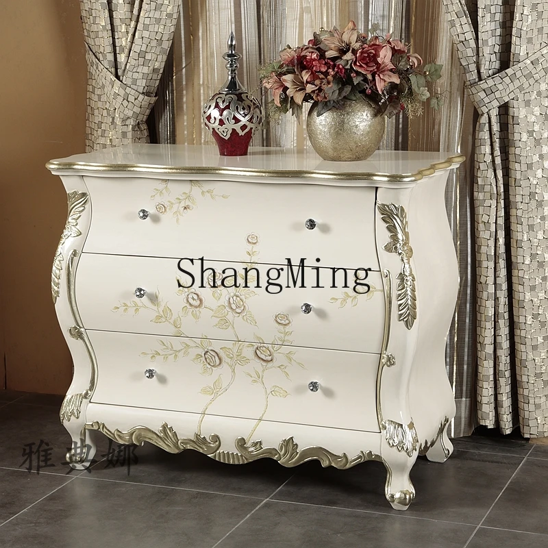 

ZYY living room decorative cabinet foyer partition cabinet bedroom TV solid wood three-bucket cabinet