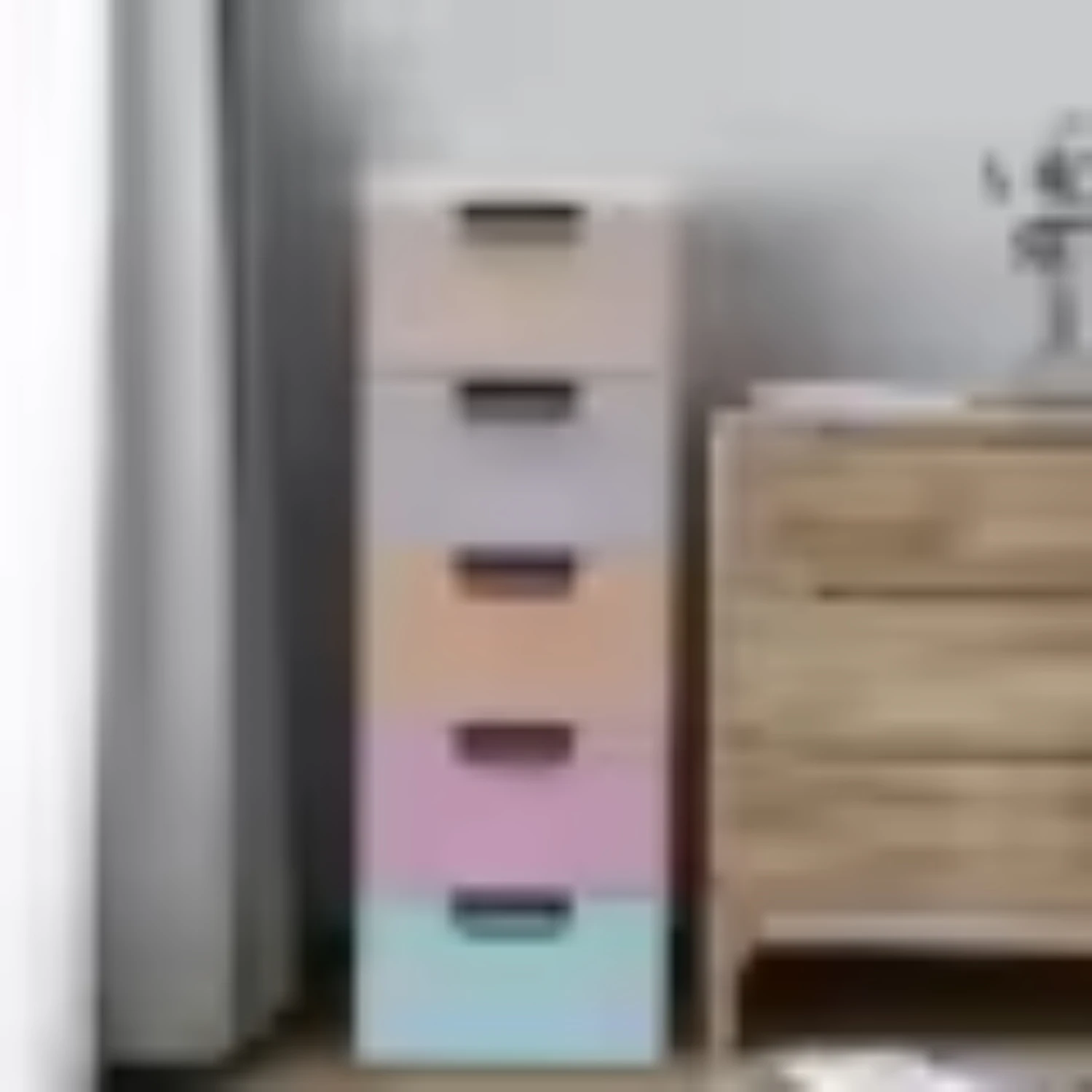 5-Tier Colorful Vertical Clothes  Plastic Dresser Closet Tower Tall Small 5 Drawers Clothes Cabinet  Bedroom