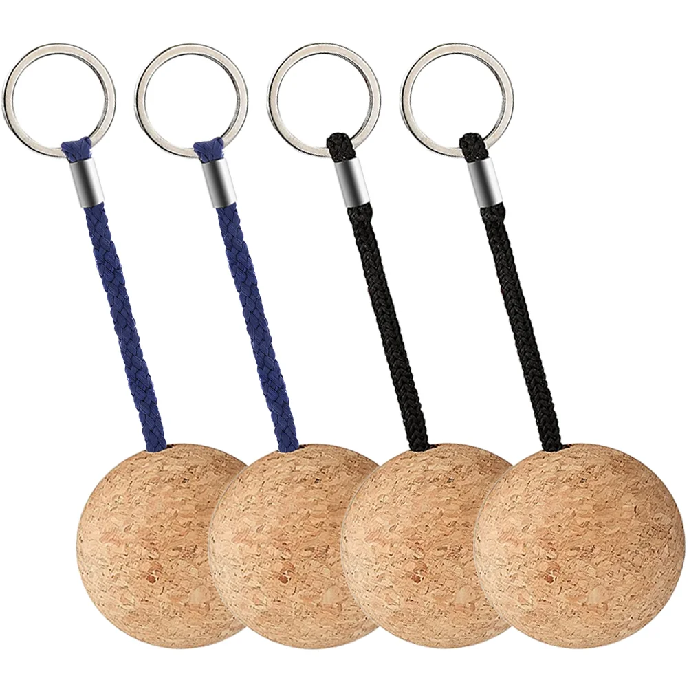 Cork Floating Keychain Wooden Ball Ring Keychains Boating Keyring Fishing Child