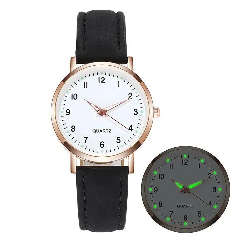 New simple digital student luminous ladies watch small fresh frosted leather leisure watch quartz watch