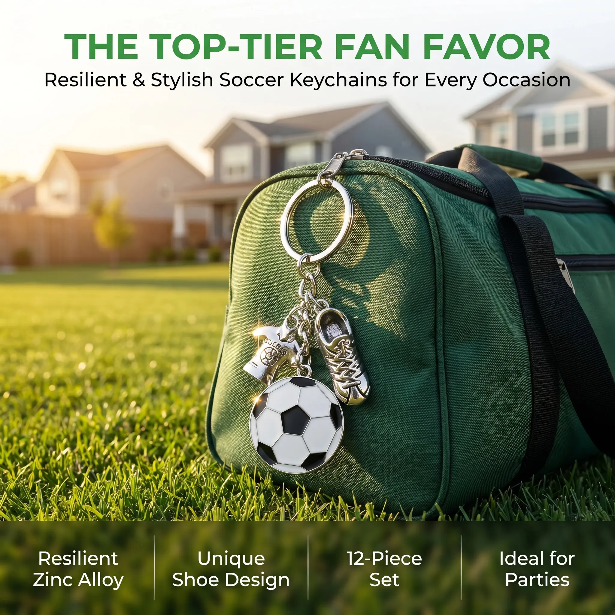 12Pcs Soccer Party Favors Football Keychains Mini Purse Charm Bag Pendant for Kids Teens Athletes Sports Backpack Handbag Goodie