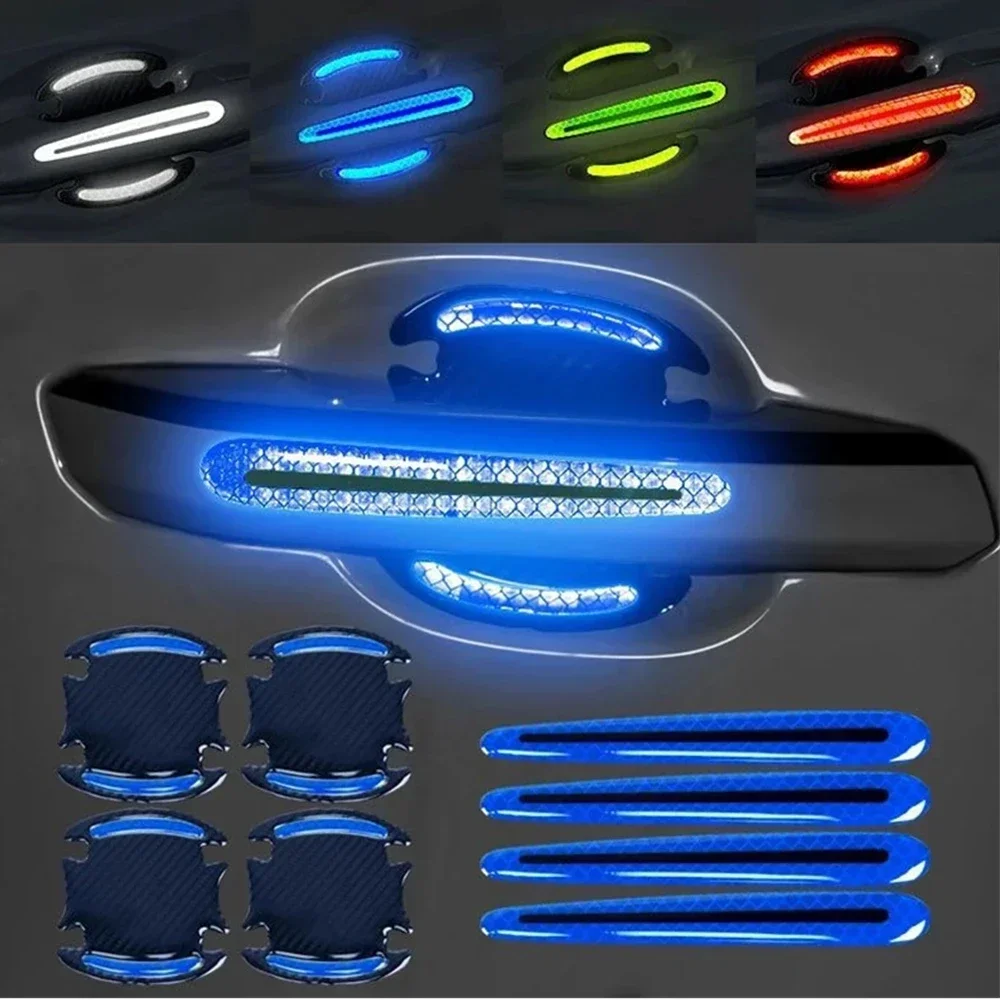 

Car Door Bowl Handle Protector Safety Warning Anti-collision Anti-scratch Reflective Strip Exterior Protection Accessories