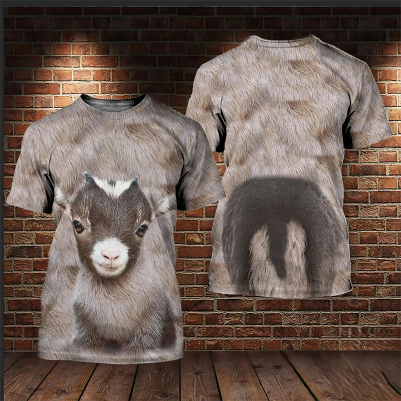 Hilarious T-shirt Men And Women Fashion 3d T Shirts Goat Cute Print Casual Oversized Round Neck Short Sleeve T-shirt Kids Tops