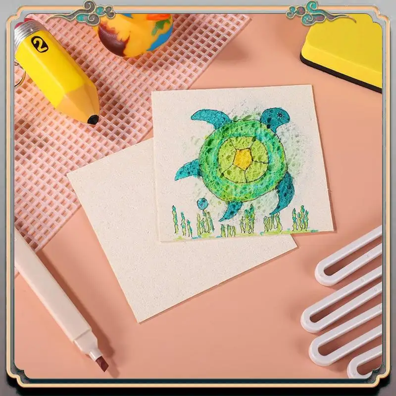 ورق نسيج رغوي سحري A46M-20X، ورق رسم نسيج رغوي لبطاقة السليلوز البيضاء لمستلزمات الأطفال الفنية ذاتية الصنع #3