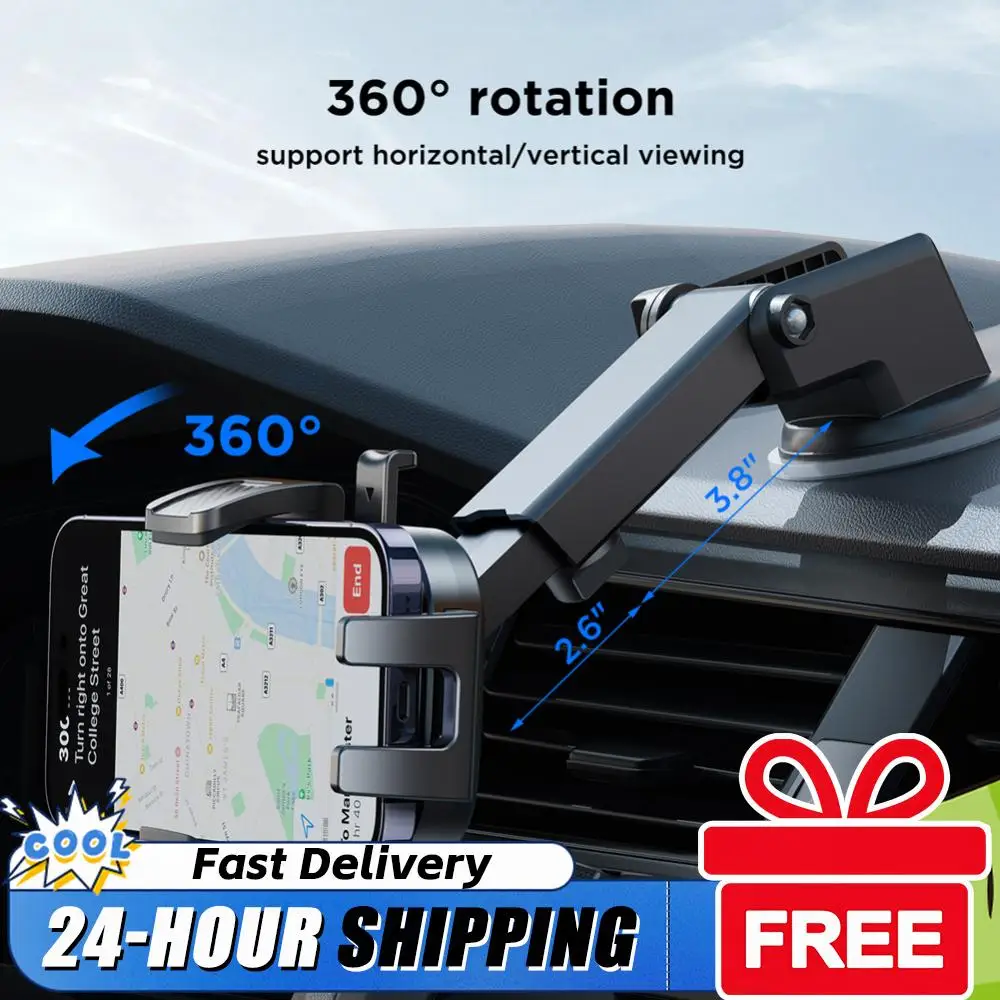 

Car Phone Holder Mount Stand Dashboard Mobile Cell Support Bracket Sucker 360 Rotating Mobile Phone Stand for 4-7.2 Inch Phones