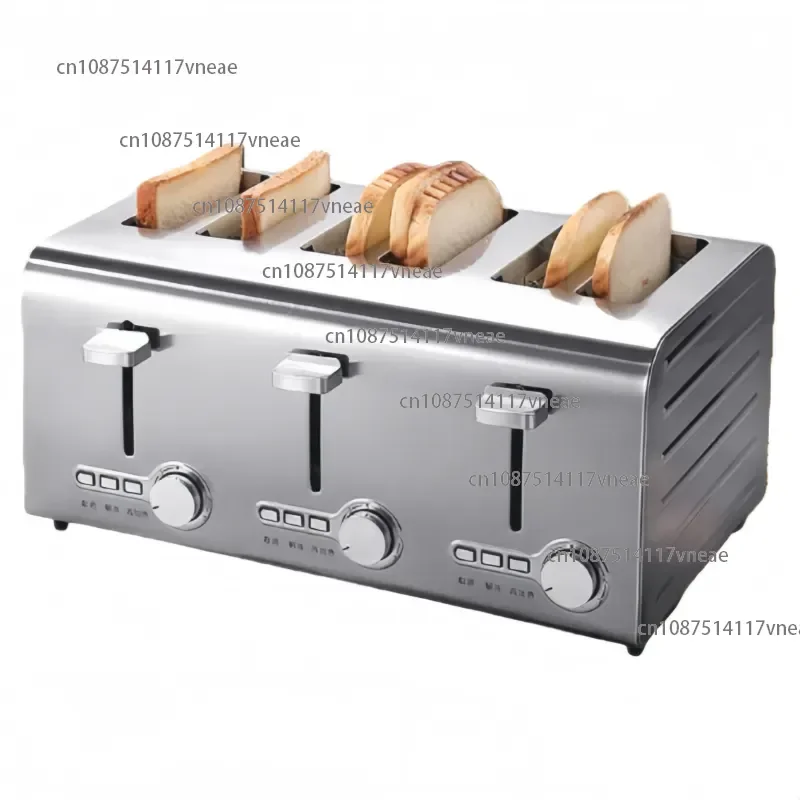 Commercial Wide-Slot Toaster | 4/6-Slice Heated Toast Dispenser, Fully Auto with Adjustable Temp & Time