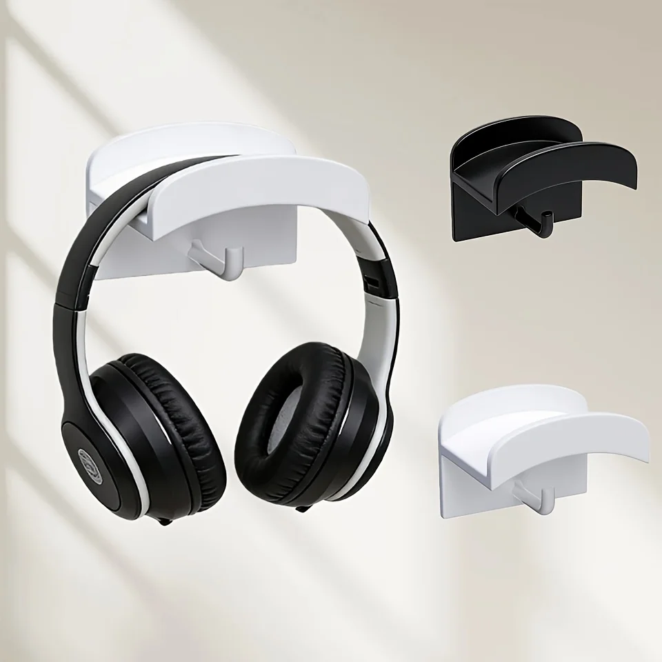 Punch-Free Self Adhesive Headphone Wall Hanger, Dual Design Headset Stand Hook With Small Cable Hook, No Drill Gaming Headset Mount For Desk PC Game Room Wholesale