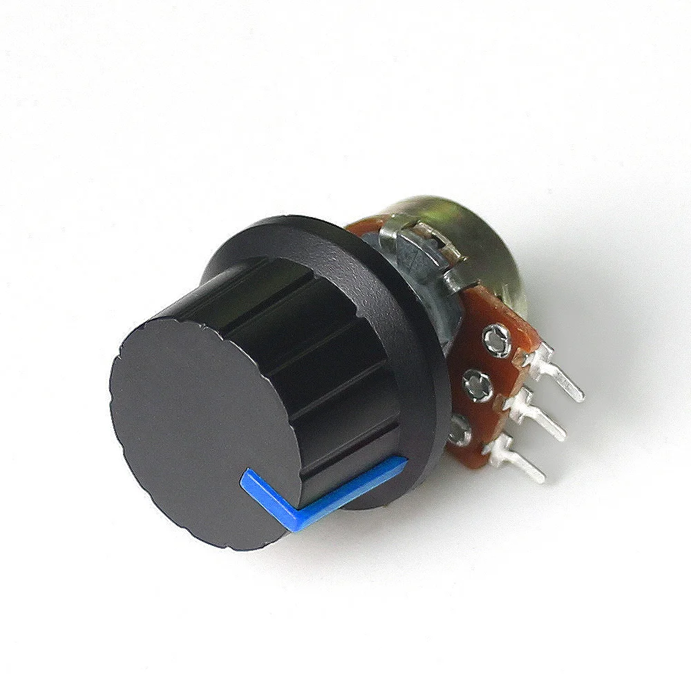 Линейный потенциометр WH148, 1K, 2K, 5K, 10K, 20K, 50K, 100K, 250K, 1 м, 15 мм, 3 контакта с синей крышкой с ручкой 24x15 мм, 5 комплектов