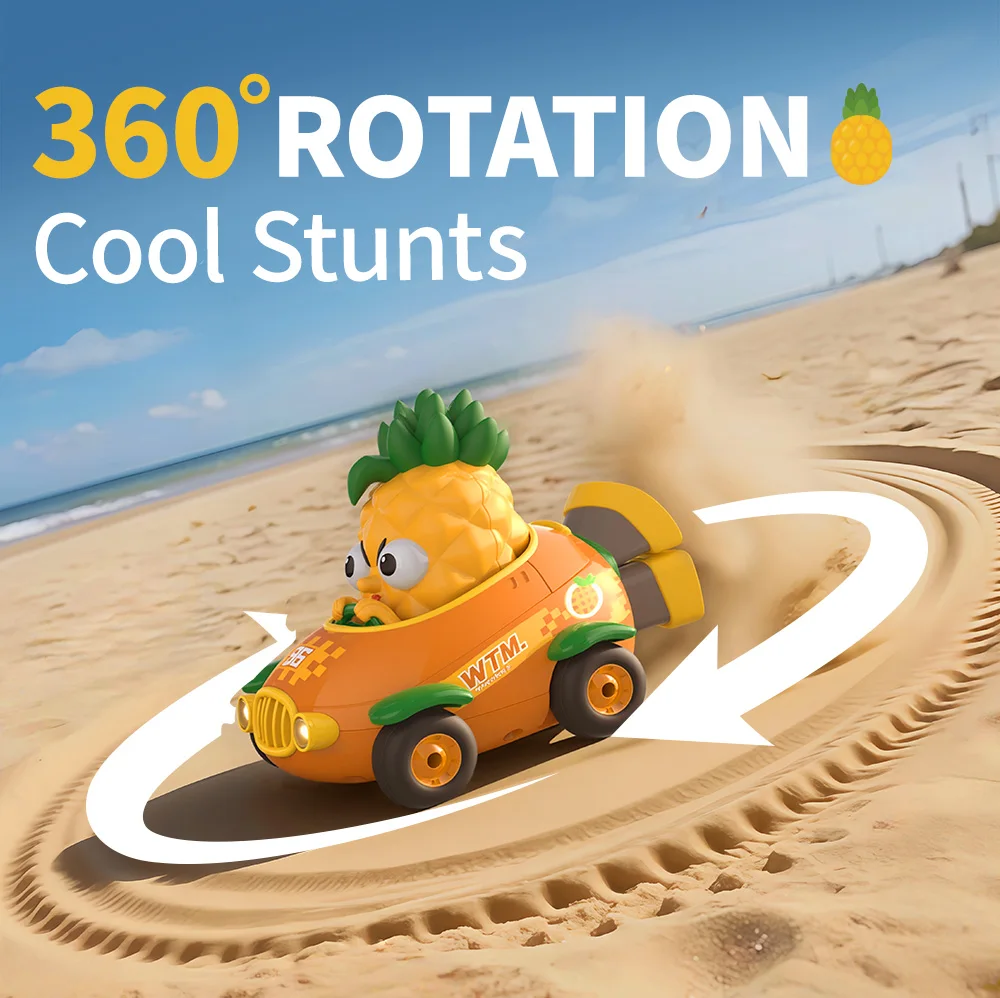 Y02 子供用リモコンカー シミュレーションフルーツ アナナス オフロード車 ライト付き RCレーシングカー キッズ クリスマス おもちゃ