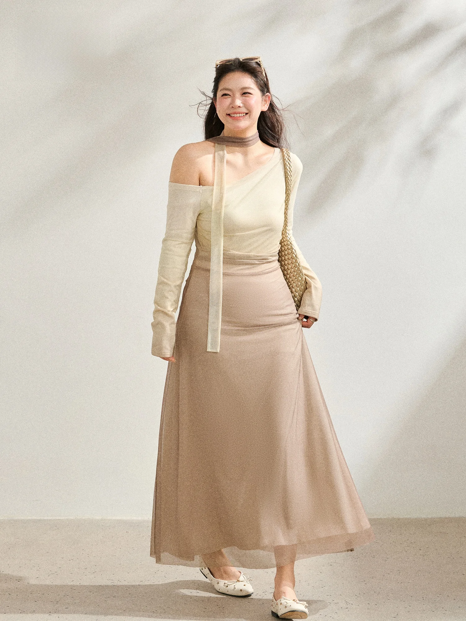 

Ele adient Strapl Long Dr for plus Size Women Spring Early Season Slimming High Waist A-Line Skirt Korean Sle