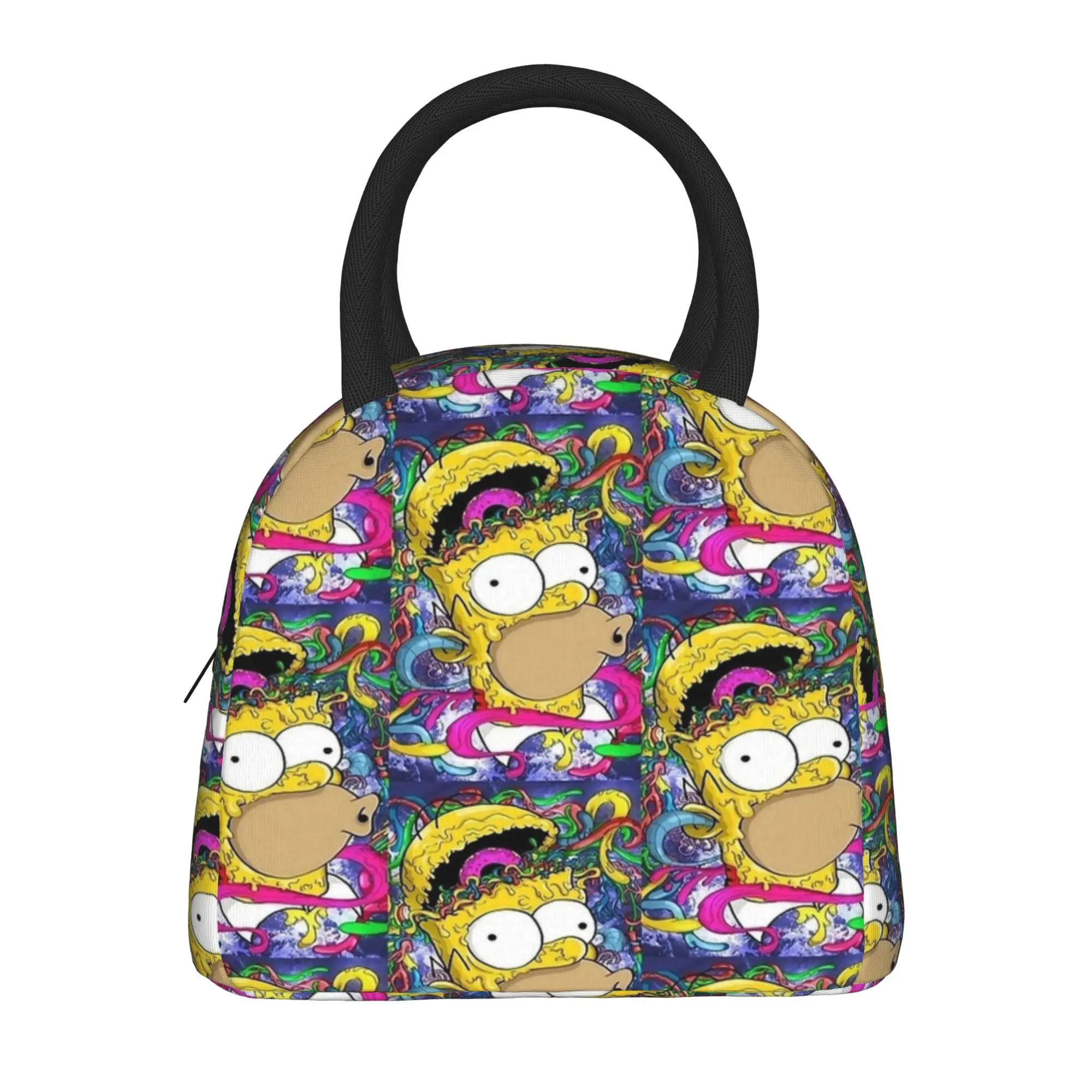 Crazy Homer S-Simpsons Lunch Bag Leisure Lunch Box Women Outdoor Picnic Convenient Cooler Bag Oxford Print Thermal Lunch Bags