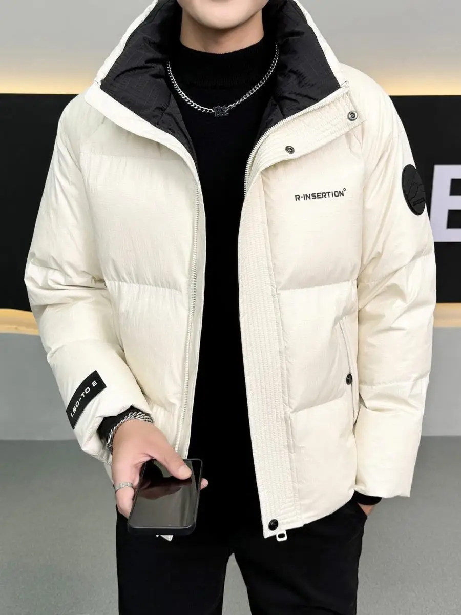 

Winter New White Du down Jaet Men's Thiened Stand Collar Faion Simple Design Versatile Warm Top Ci Casual Sle