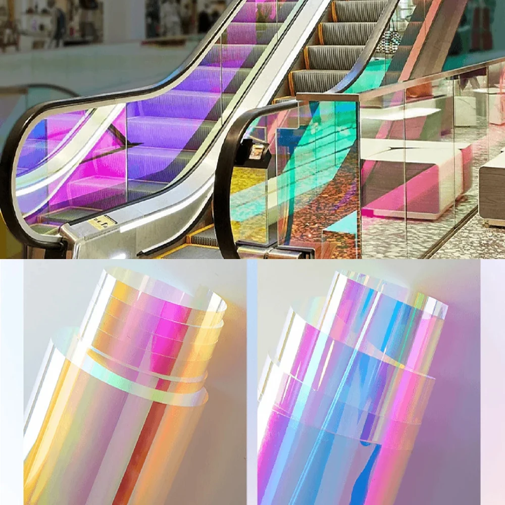 Chameleon Dichroic Building Glass Window Tint UV Cut Colorful Decorative Window Film for Mall Office Self Adhesive Stained Glass