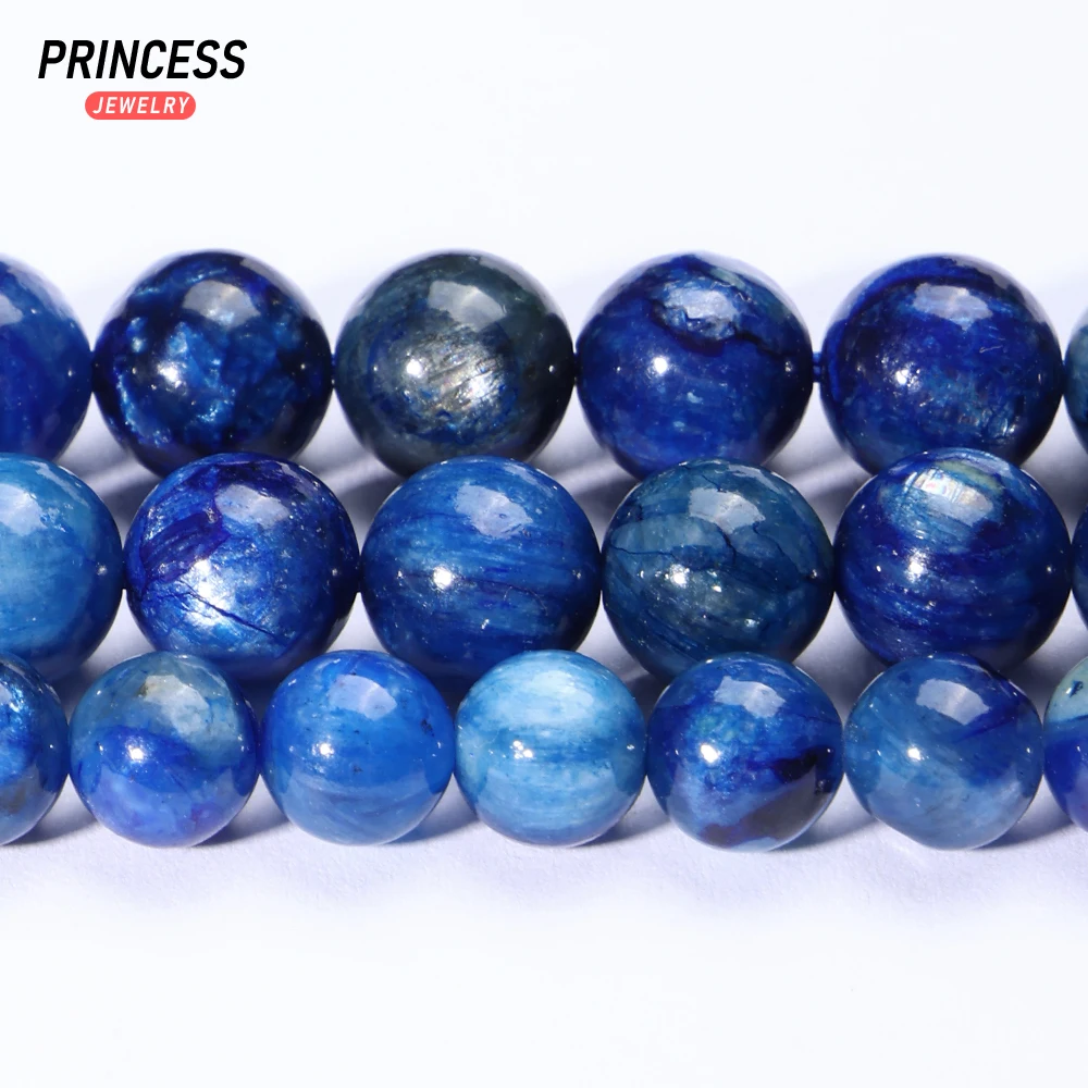 A+ Blue Kyanite Beads 6mm 7mm 8mm Loose Gemstone Beads for Jewelry Making Bracelet DIY Accessories