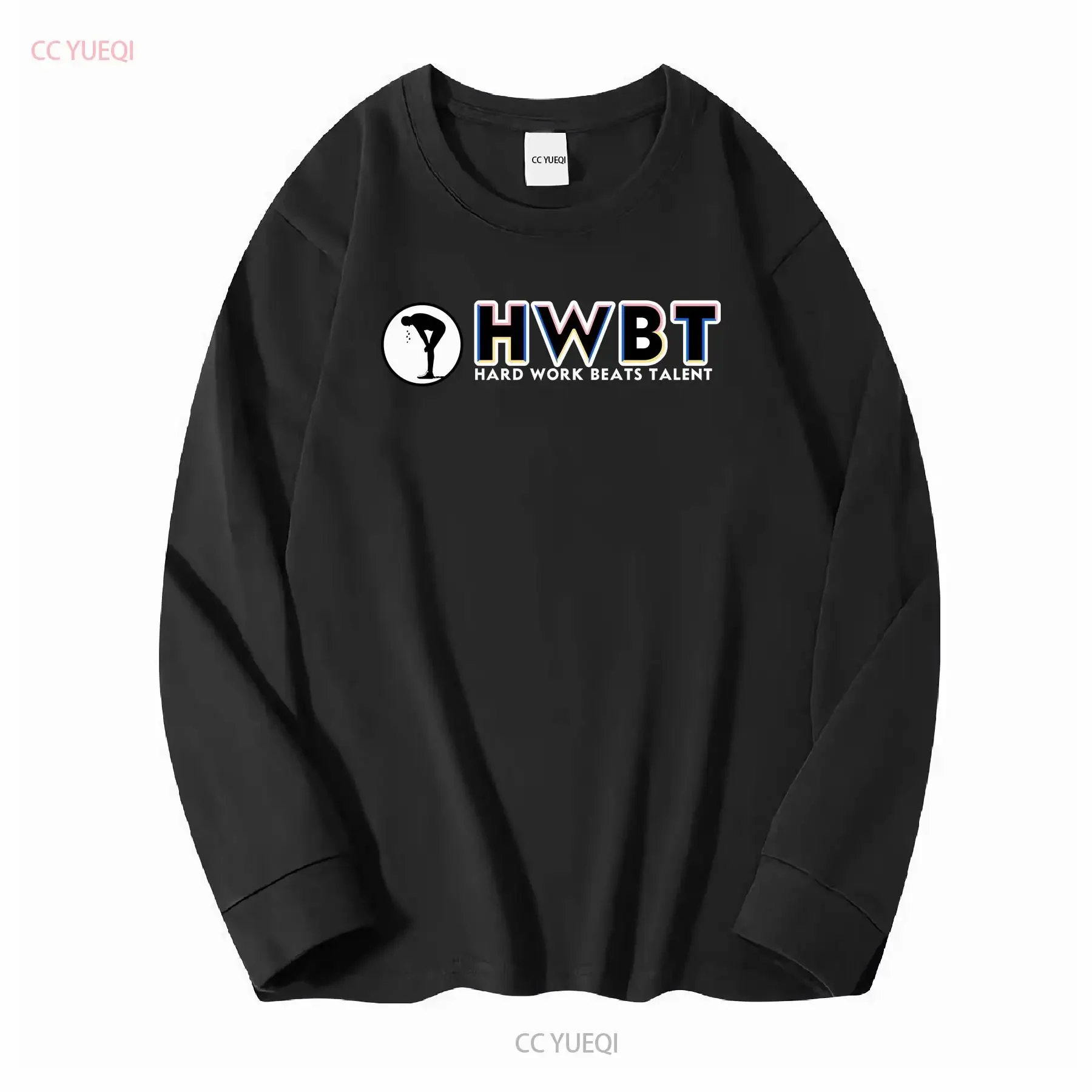 T SHIRT HWBT HARD WORK BEAT TALENT MOTIVATIONAL BLACK XL vintage Washed Casual designer clothes graphic Breathable Stylish image 3