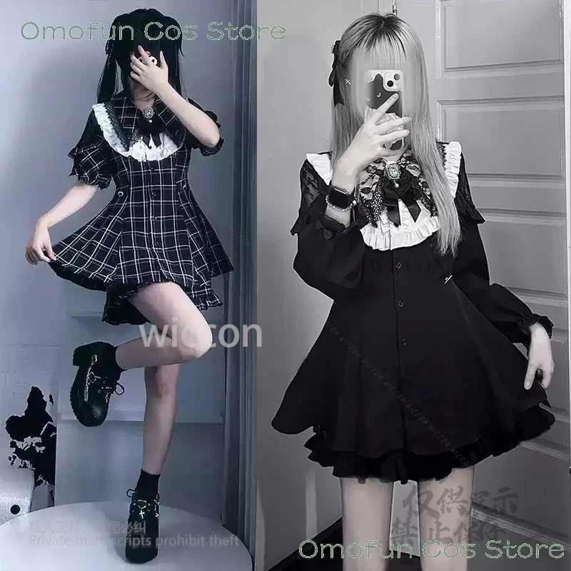 

ABC123Anime 2025 Japanese Style Kawaii Y2K Jirai Kei Outfits Lace Lolita Dress Fashion Long Sleeve Bow Blouses Party F3;b,6/k'5;
