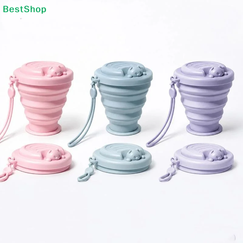 〔Q〕Silicone Foldable Cup Collapsible Telescopic Cute Water Bottle Outdoor Travel Children Cups Teacups Ware Jug Drink Water Cup