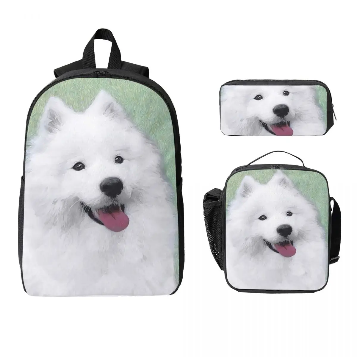 

Samoyed Dog Backpack Student Boys Girls BookBag School Bag Laptop Shoulder Bags 3ps Insulated Lunch Bag Pencil Case