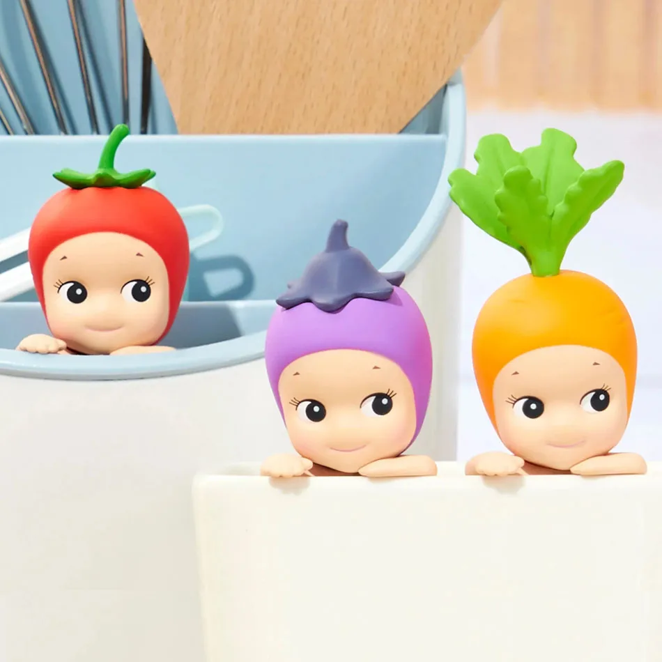 Ensolarado anjos hippers mini figuras colheita frutas caixa cega mistérios kawaii ornamento bonecas decoração do telefone brinquedos presentes de natal