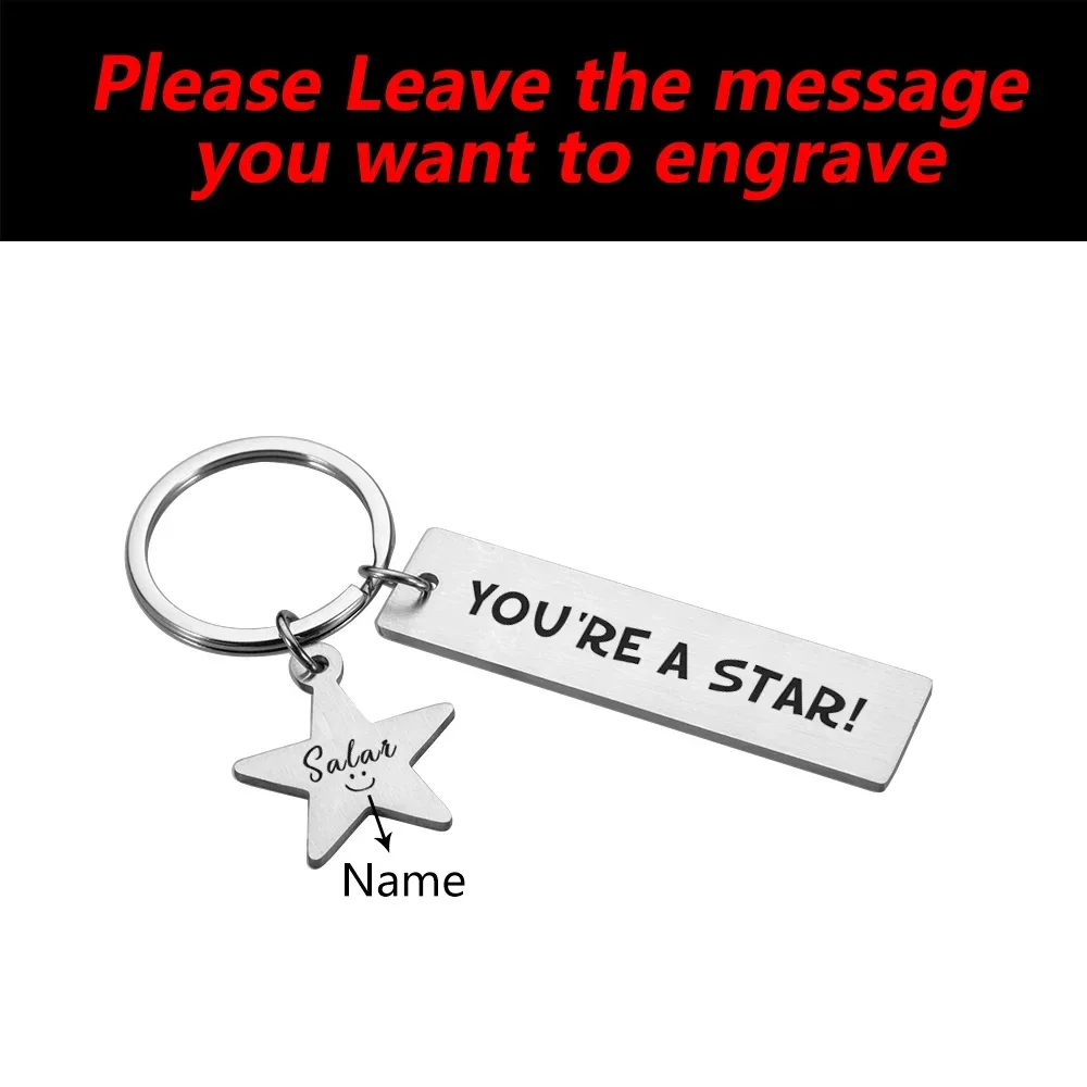 You're A Star Keychain Custom Name Star Key Chain Friendship Gift for Friend Her Him Birthday Personalised Inspirational Keyring