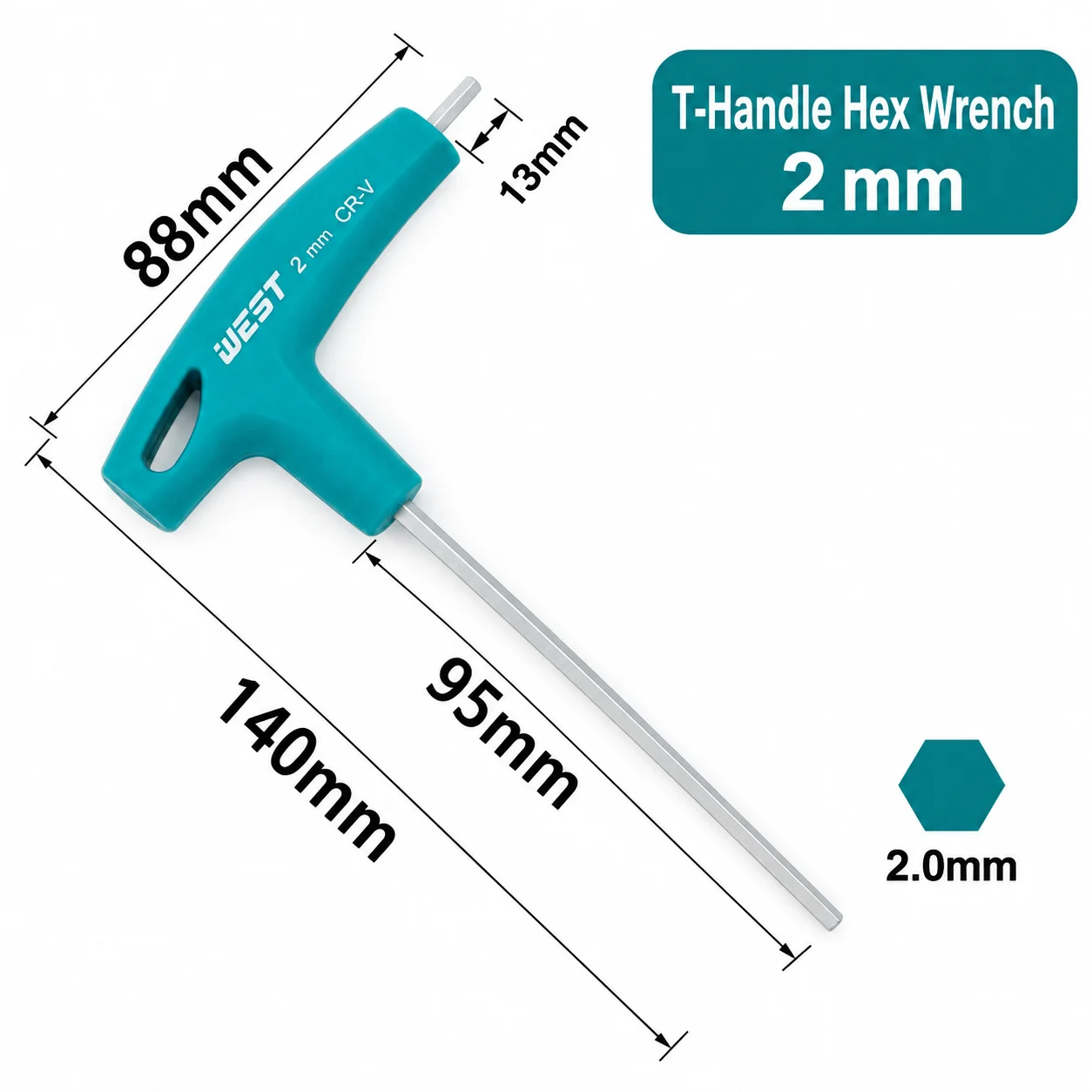 1 Set T-Handle Hex Wrench, 2mm Allen Key Screwdriver Wrench, Bicycle Repair Tool
