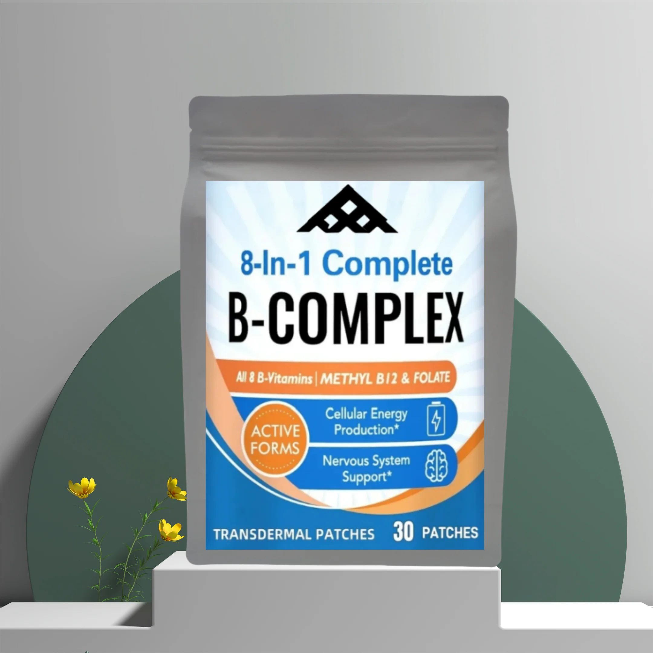 8-in-1 Complete B Complex Transdermal Patches Energy, Nerve, Blood Support – 30 Patches One Month Supply