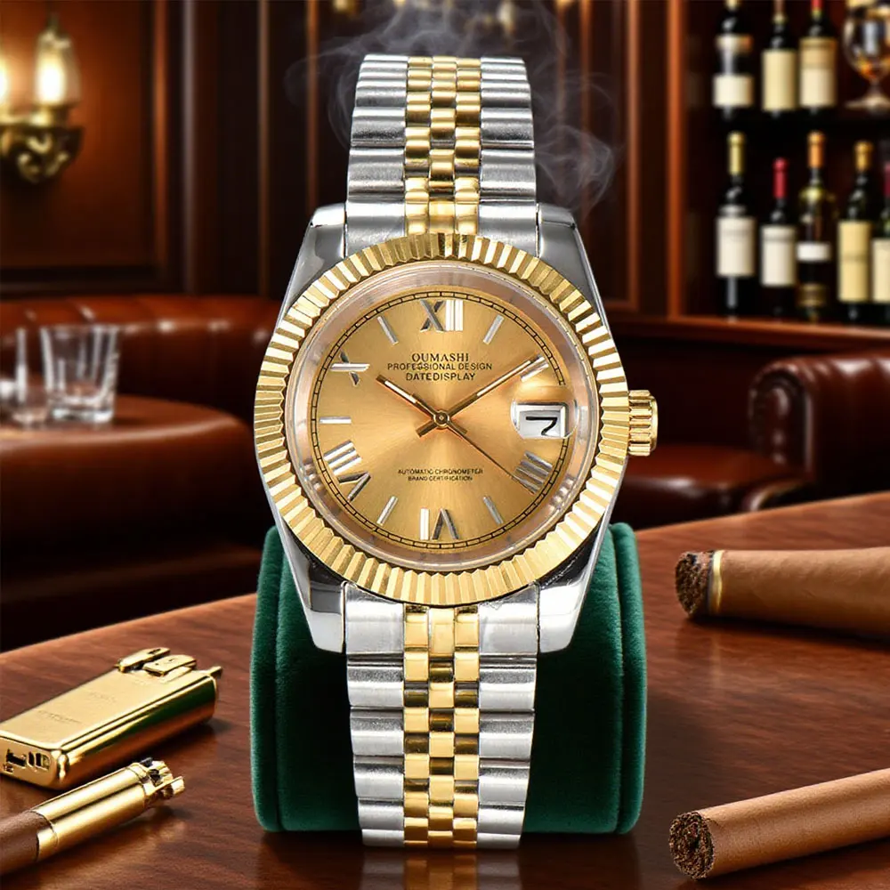 

36mm/39mm high-end business men's watch NH35 automatic mechanical movement sapphire glass with customizable logo