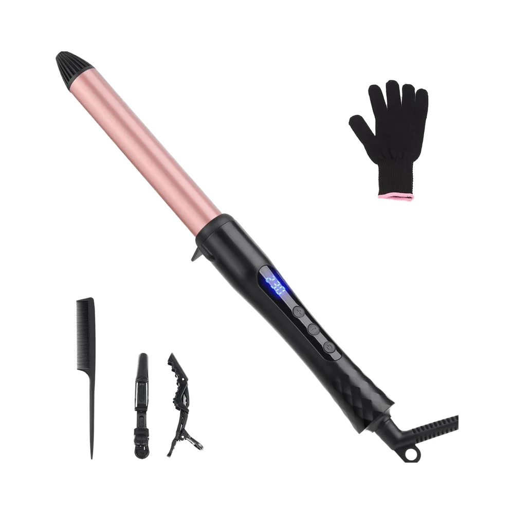 

Professional 25mm Ceramic Hair Curler Wand Electric Curling Wand Adjustable Temperature for Long Medium Hair Dual Voltage (&