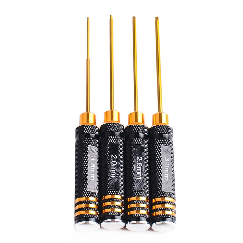 Black gold plated titanium, hexagonal screwdriver four-piece set 1.5/2 0/2.5/3.0MM vehicle and ship model, tool