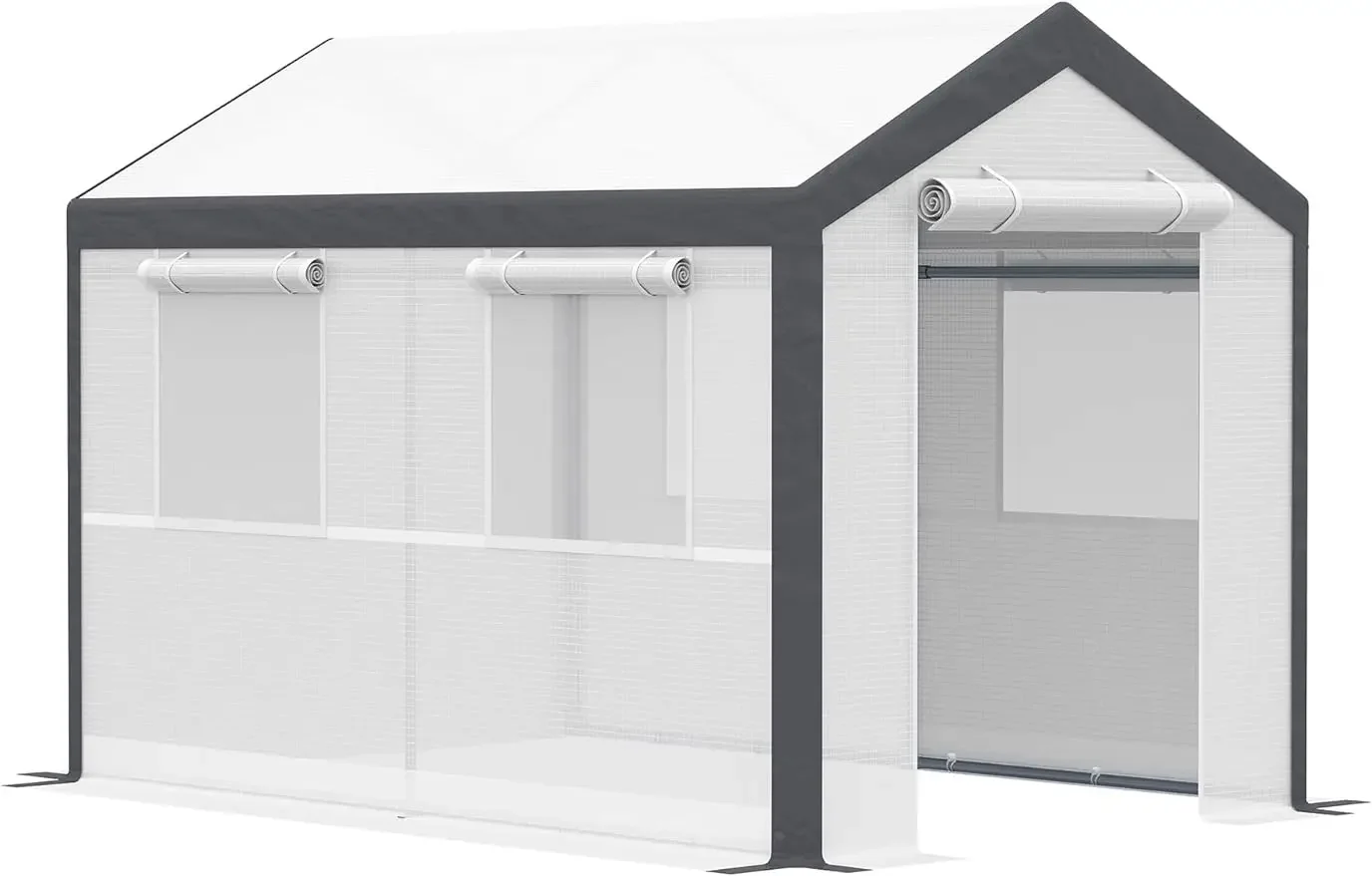 

10'x7'x7' Walk-in Tunnel Greenhouse,Garden Warm Hot House w/ Roll Up Windows,Zippered Door and Weather Cover,White/Dark Grey