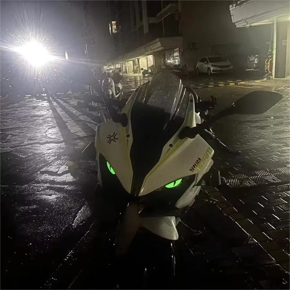 Universal Headlight Stickers Waterproof Film Motorcycle Night Reflection Decorate Cat Eyes Angry All Motorcycles Body