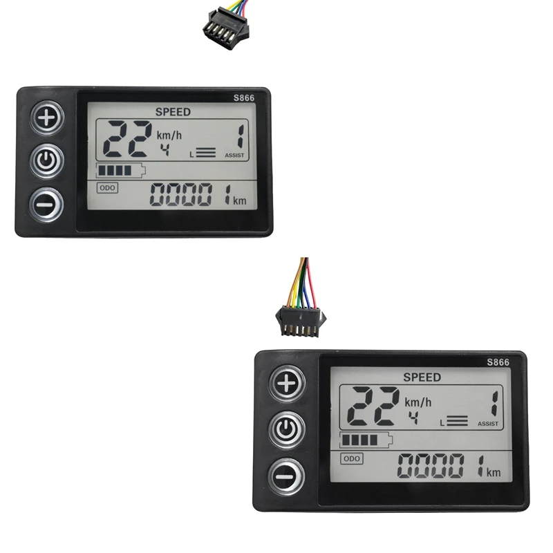 

24V 36V 48V 60V S866 Controller Panel Dashboard For Electric E-Bike Scooter (SM Plug 6PIN)