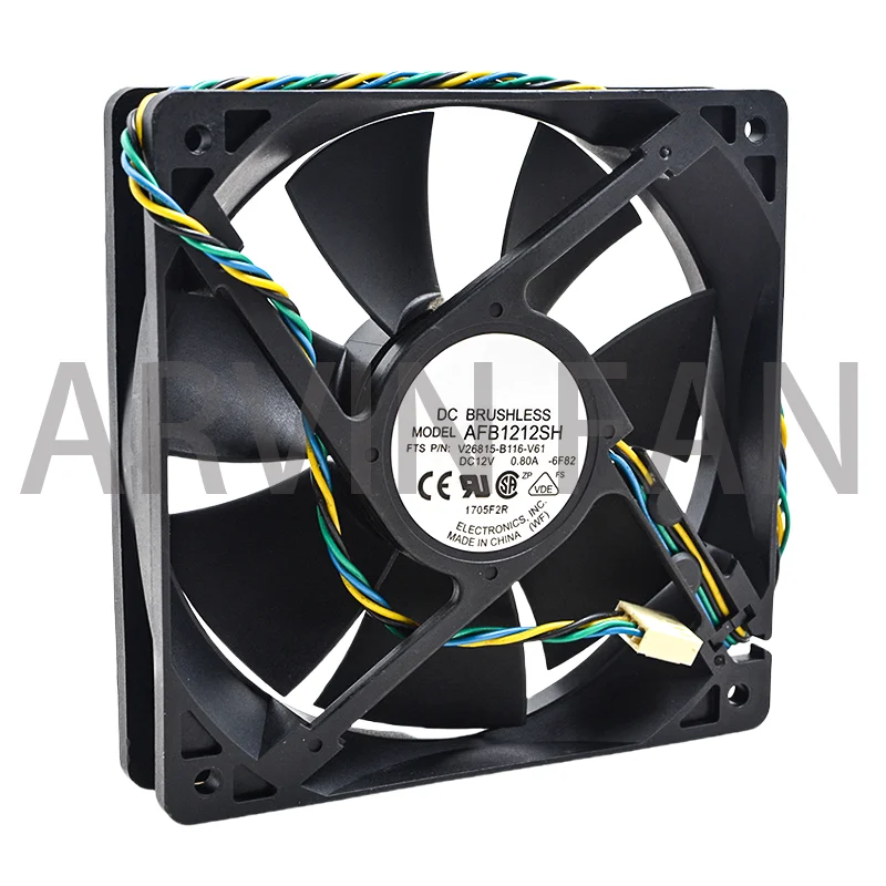 Original AFB1212SH Pc Fan 120mm 12V 1225 12025 120*120*25mm 0.80A Cooling Fan 4-Pin Pwm For Computer Cpu Server