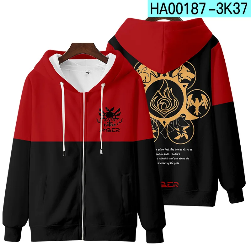 New Game Genshin Impact Cosplay Boys/Girls Jacket Klee   Diluc Paimon Keqing 3D Print men/women Hoodie Zipper Hooded Sweatshirt