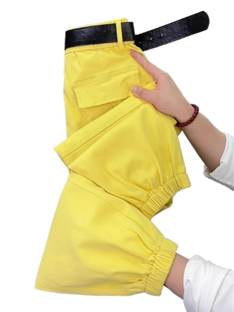 Pantaloni casual moda donna primavera autunno nuovi pantaloni corti in cotone lavato sottile allentato a vita alta pantaloni Haren streetwear moda