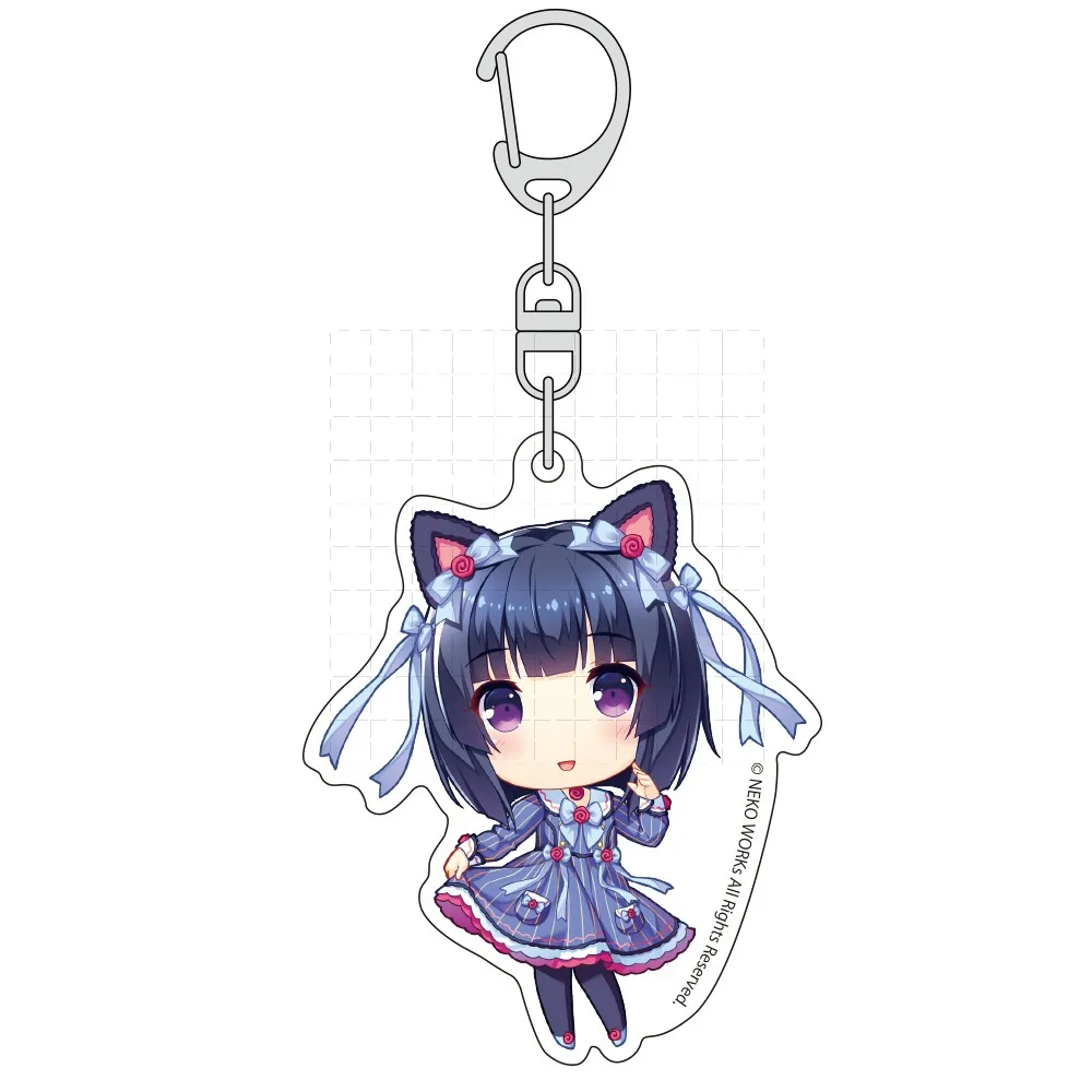 Game Chocola Vanilla Azuki Coconut Maple Cinnamon Keychain Doll Anime Acrylic Keyring Pendant for Gift