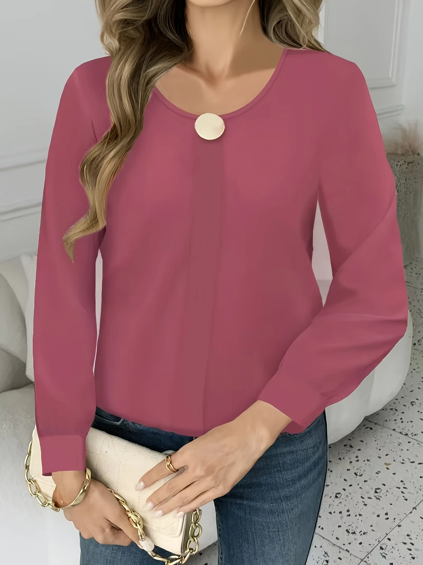 مزاجه فضفاض امرأة قميص أزياء عارضة بلوزة أنيقة طويلة الأكمام امرأة قميص عطلة نهاية الأسبوع الأعلى