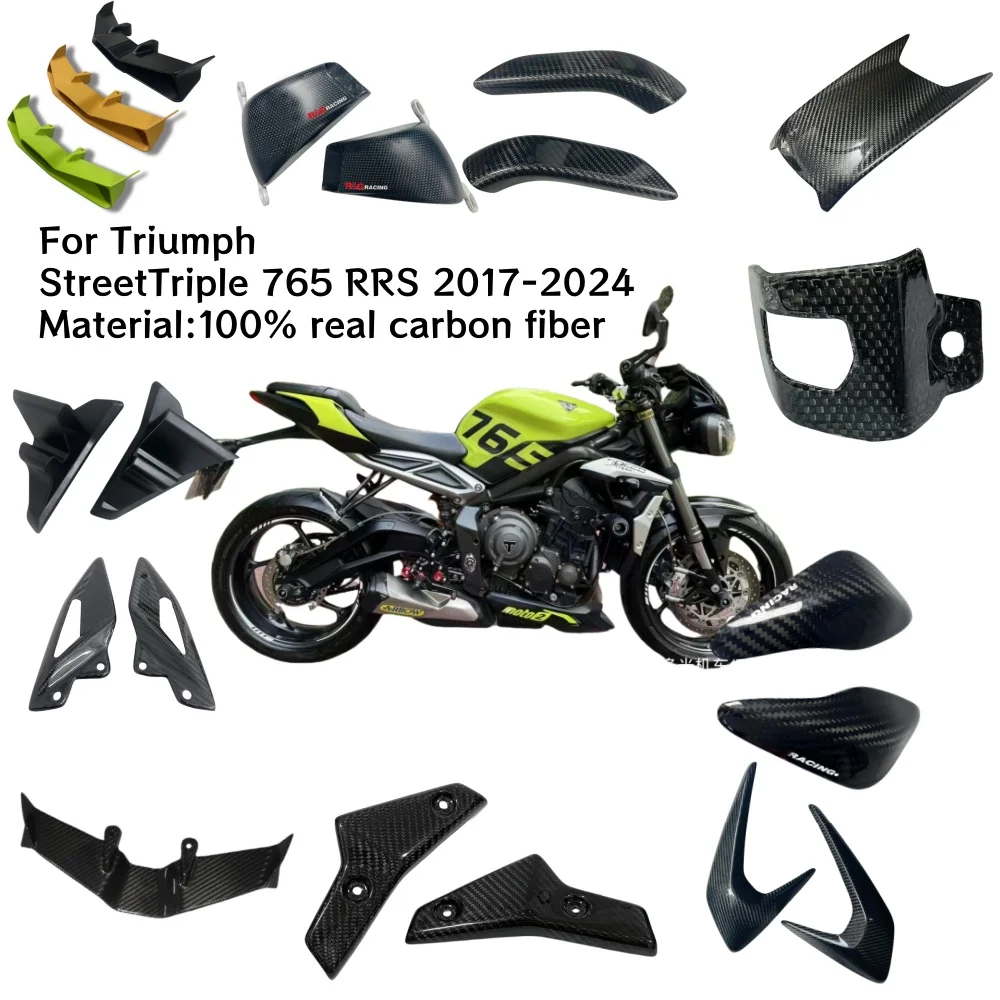 

Motorcycle Accessories Carbon Fiber Fender Side Panel Winglets Fuel Tank Guard For Triumph Street Triple 765 R RS 2017-2024