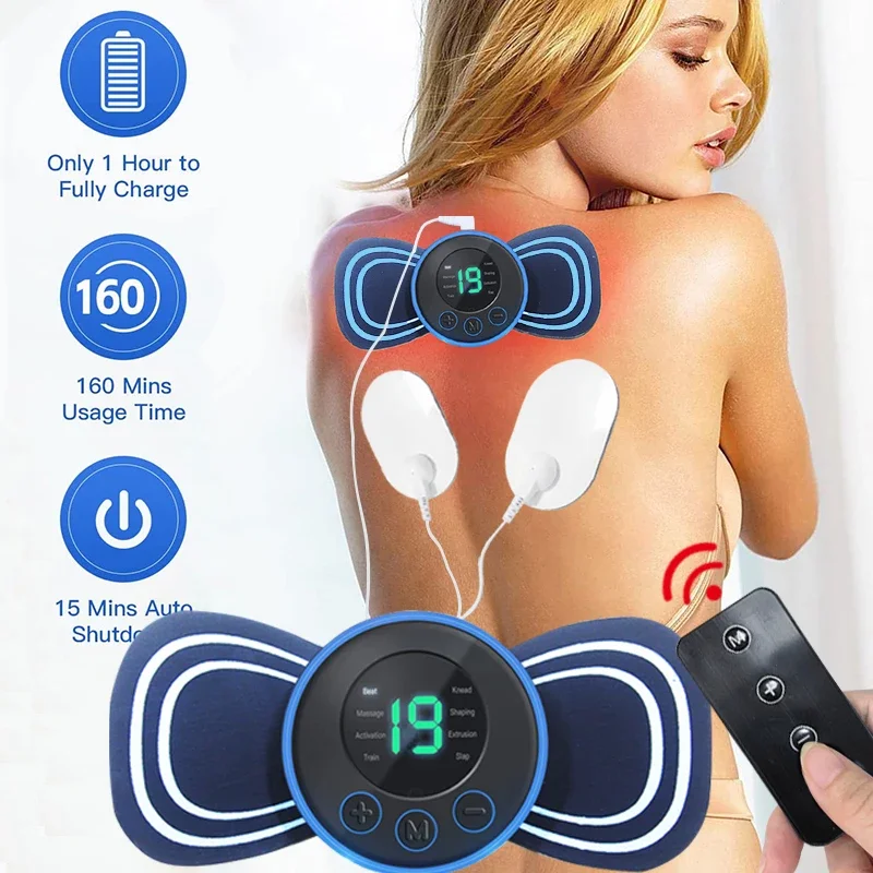 Mini Neck Massager  Muscle Stimulator Cervical Massage Patches Massage Pads Remote Control  Back Body Health