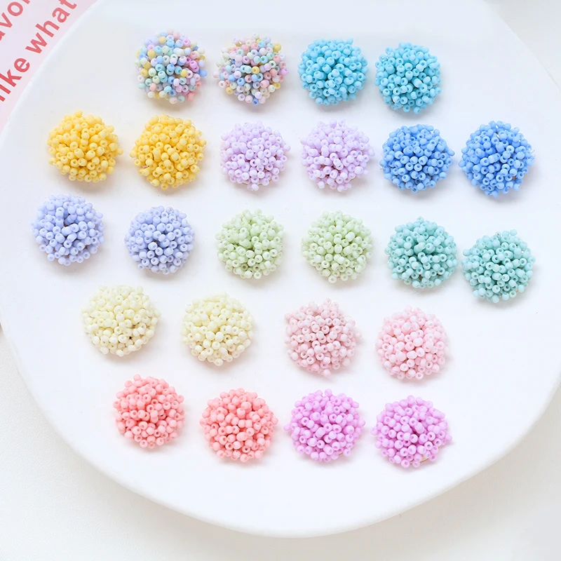 1pcs Macaron Color Sweet Rice Beads Beaded Flower Patch Diy Handmade Jewelry Earrings Accessories Material Charms