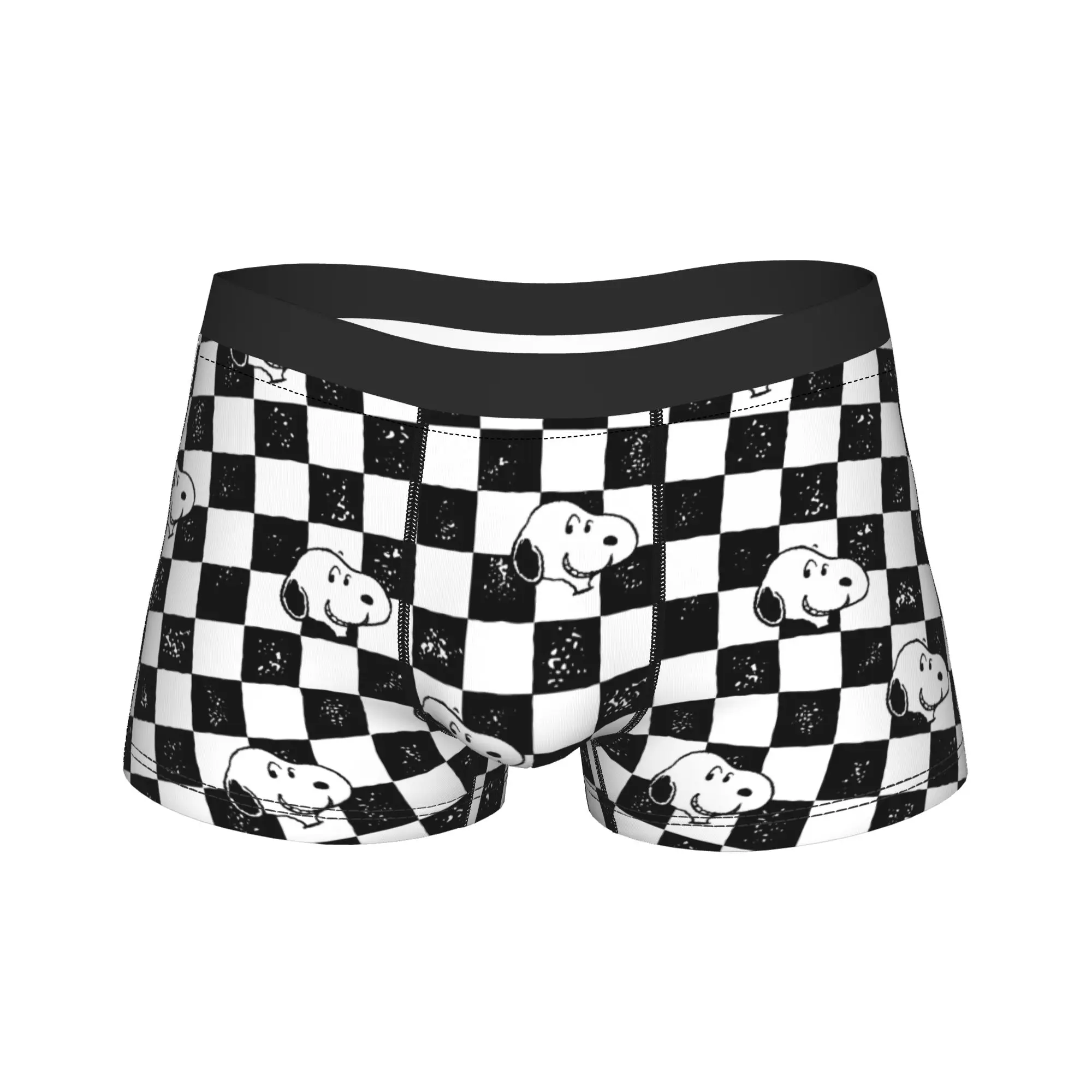 Snoopys Checkered Flag Men's Underwear  Boxer Briefs Shorts Panties Funny Soft Underpants for Male Plus Size