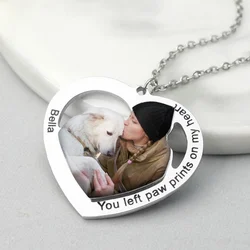 Personalized Pet Photo Heart Necklace for Women Custom Dog Picture Necklaces Engraved Christmas Day Gift Memorial Jewelry Gifts